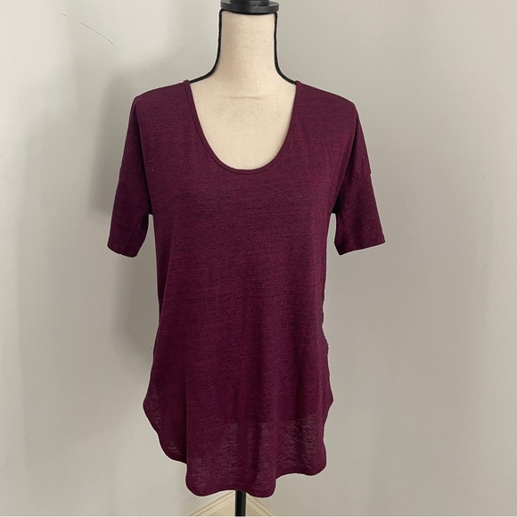 Old Navy Half Sleeve Tunic Shirt Medium Maroon Burgundy Heathered Legging Blouse - Picture 1 of 9